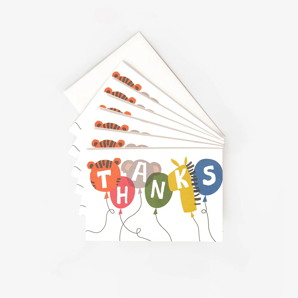Animal Balloons Thank You Cards Pack of 6
