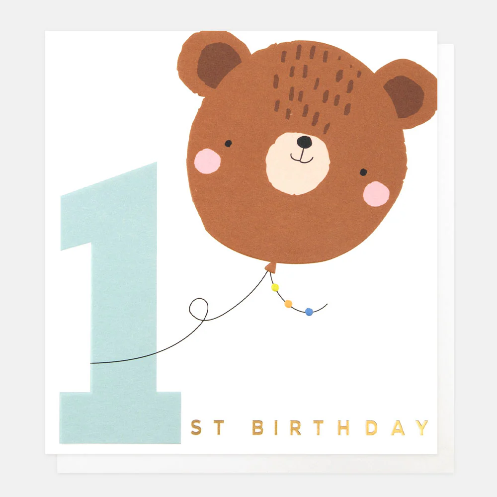 Bear Balloon 1st Birthday Card