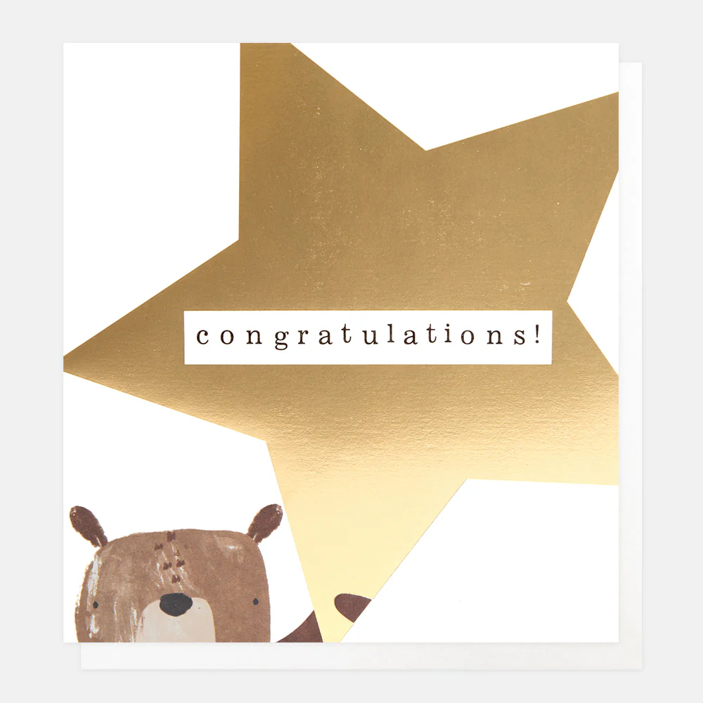 Bear & Gold Star Congratulations Card