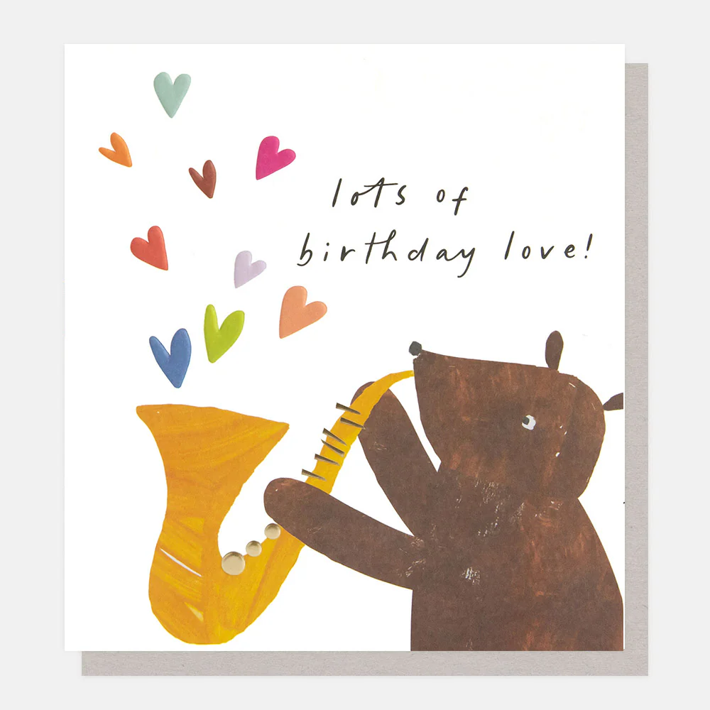 Bear Playing Saxophone Birthday Card