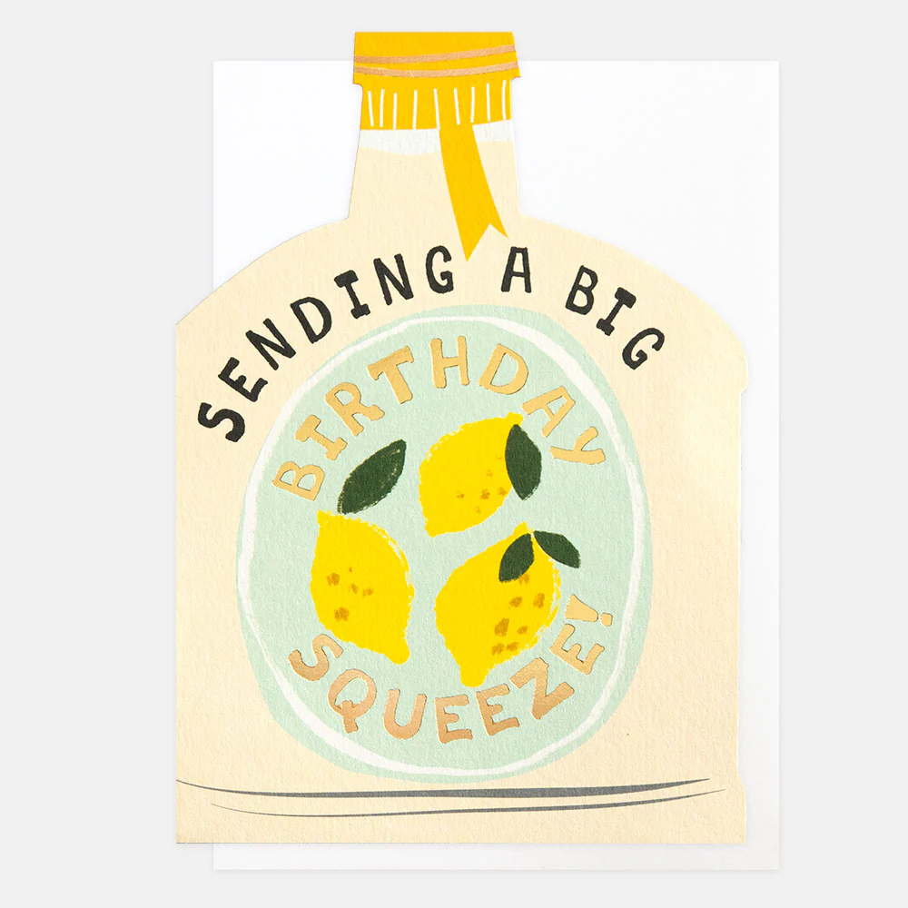 Big Squeeze Lemons Bottle Birthday Card