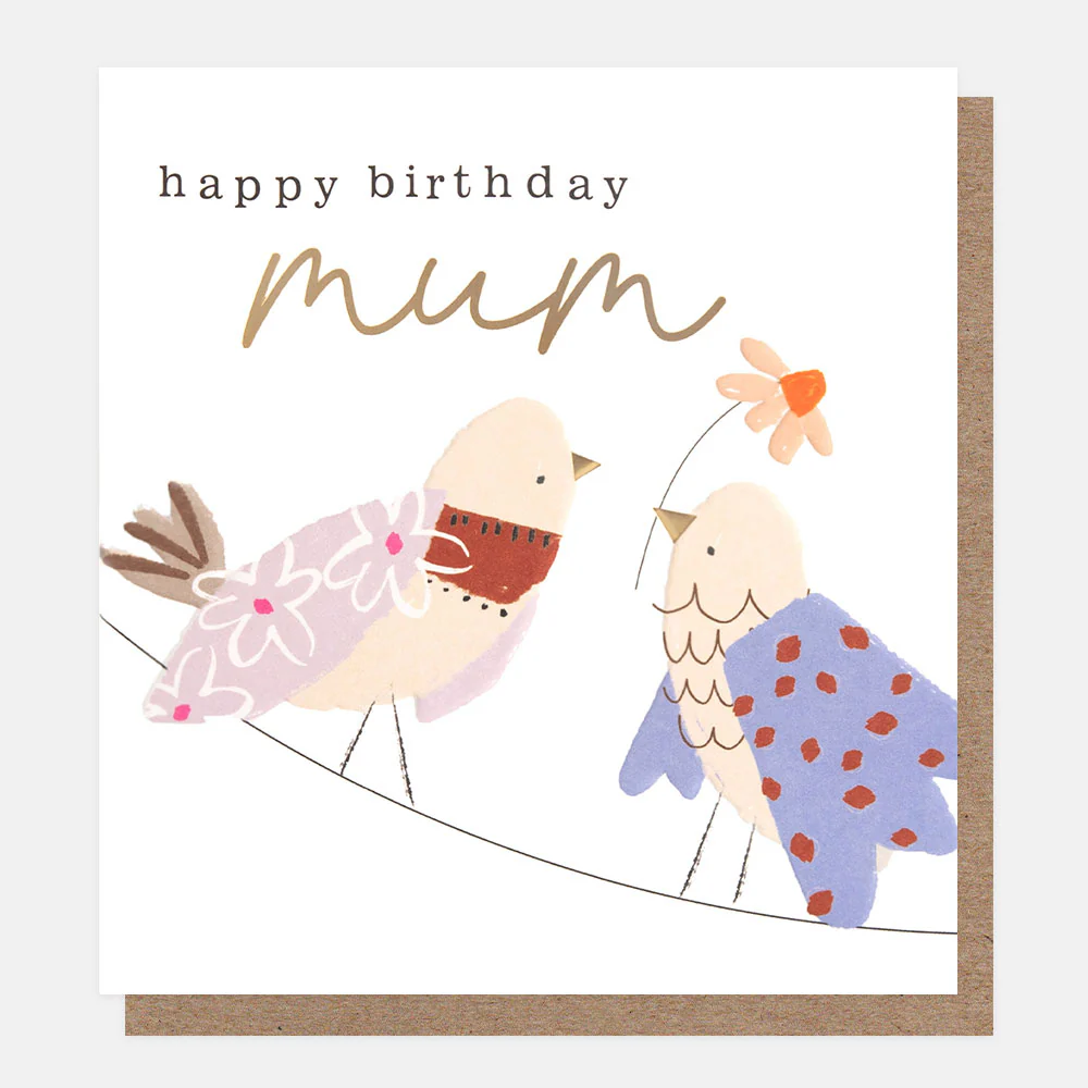 Birds With Flower Birthday Card For Mum