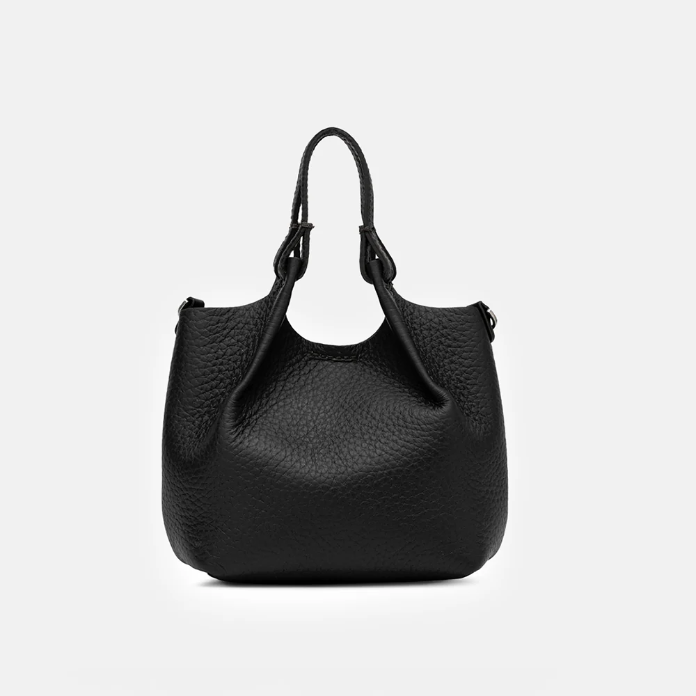 Black Leather Dua Large Tote Bag