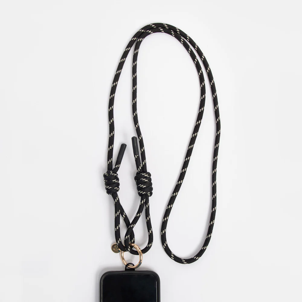 Black/White Cord Crossbody Phone Strap