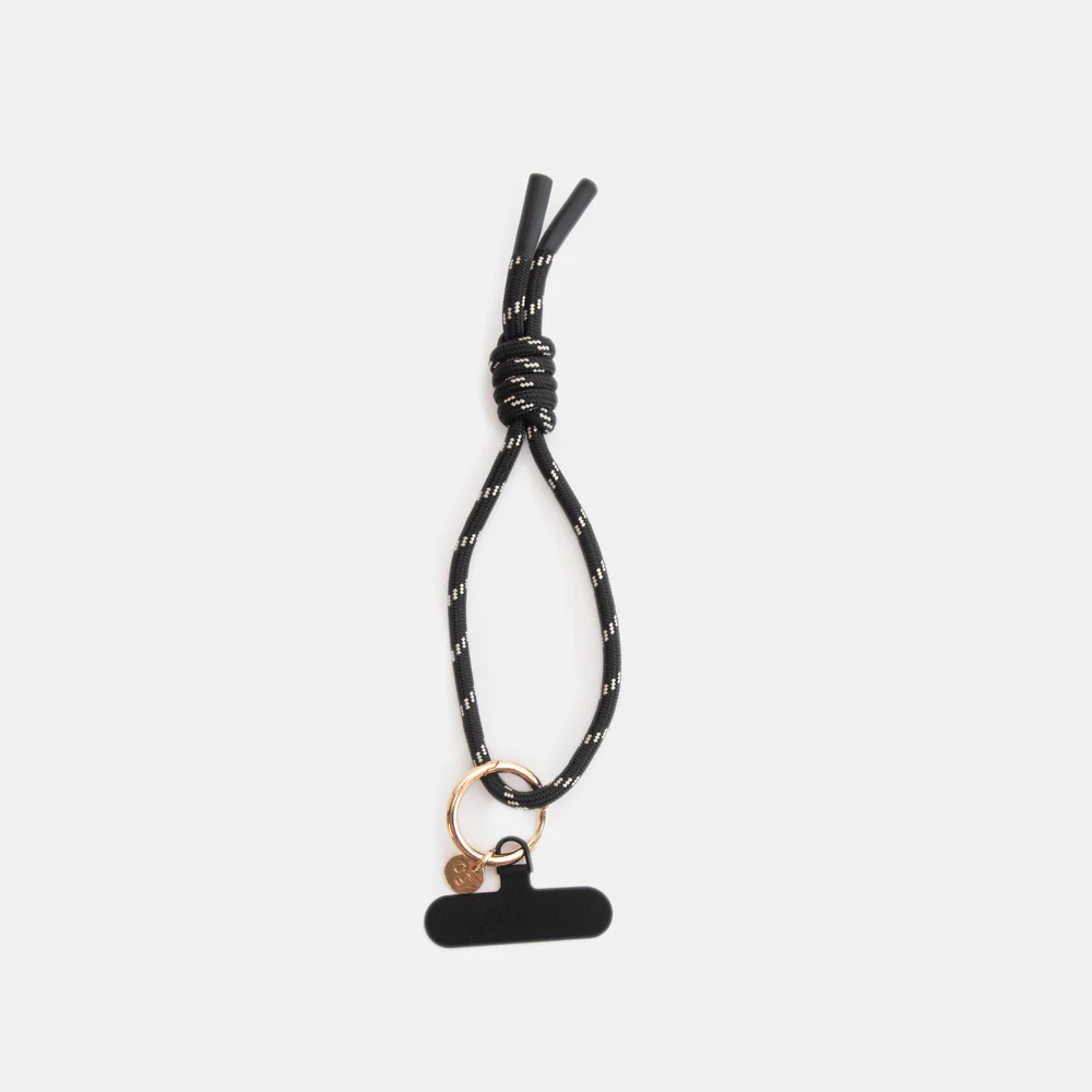 Black/White Cord Wristlet Phone Strap