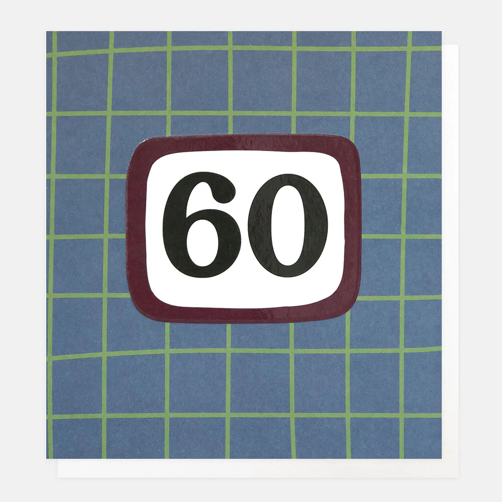 Blue/Green Line Grid 60th Birthday Card