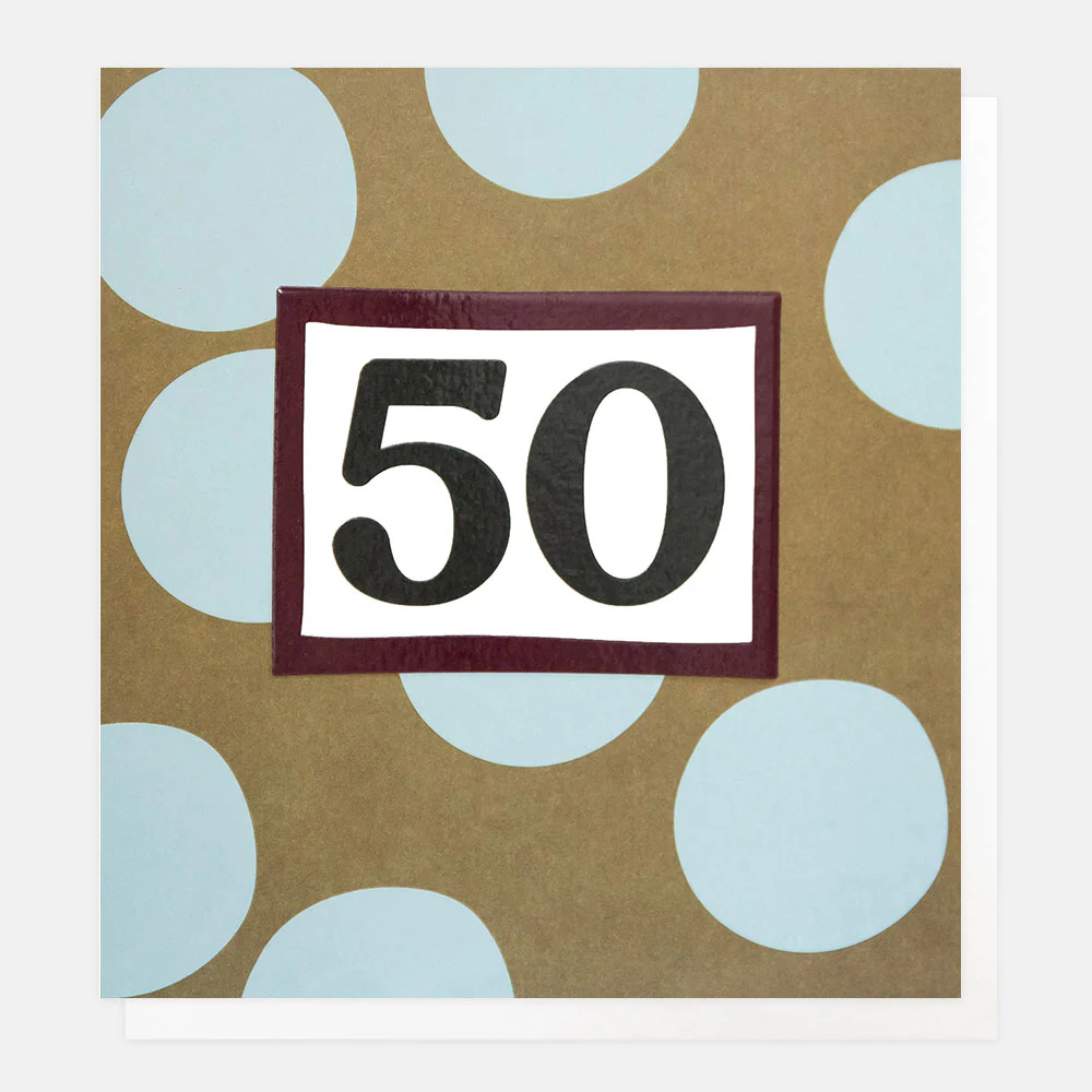 Blue/Green Spots 50th Birthday Card