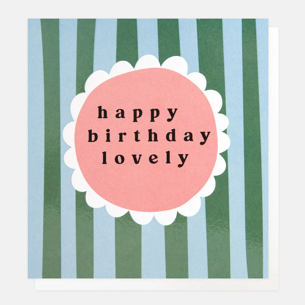 Blue/Green Stripe Happy Birthday Lovely Card