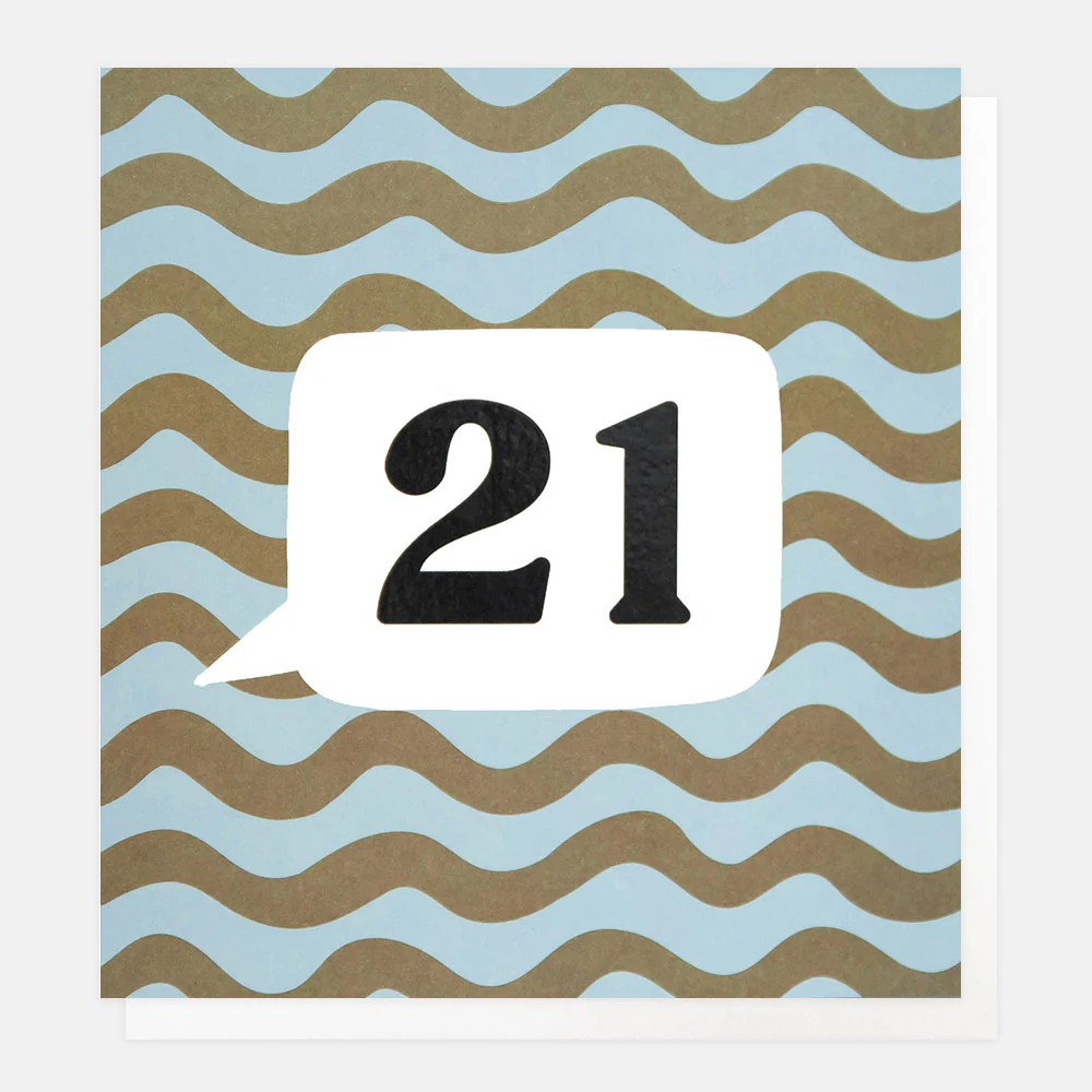 Blue/Green Wave 21st Birthday Card