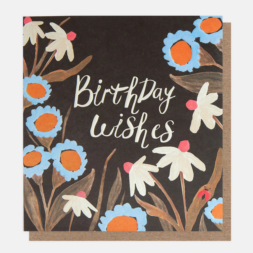 Blue & White Flowers Birthday Wishes Card