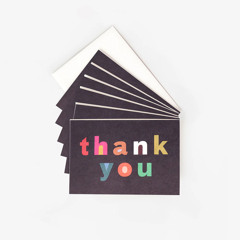 Bold Text Thank You Cards Pack of 6