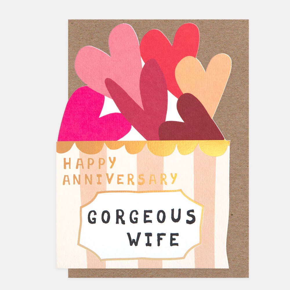 Box of Hearts Gorgeous Wife Anniversary Card