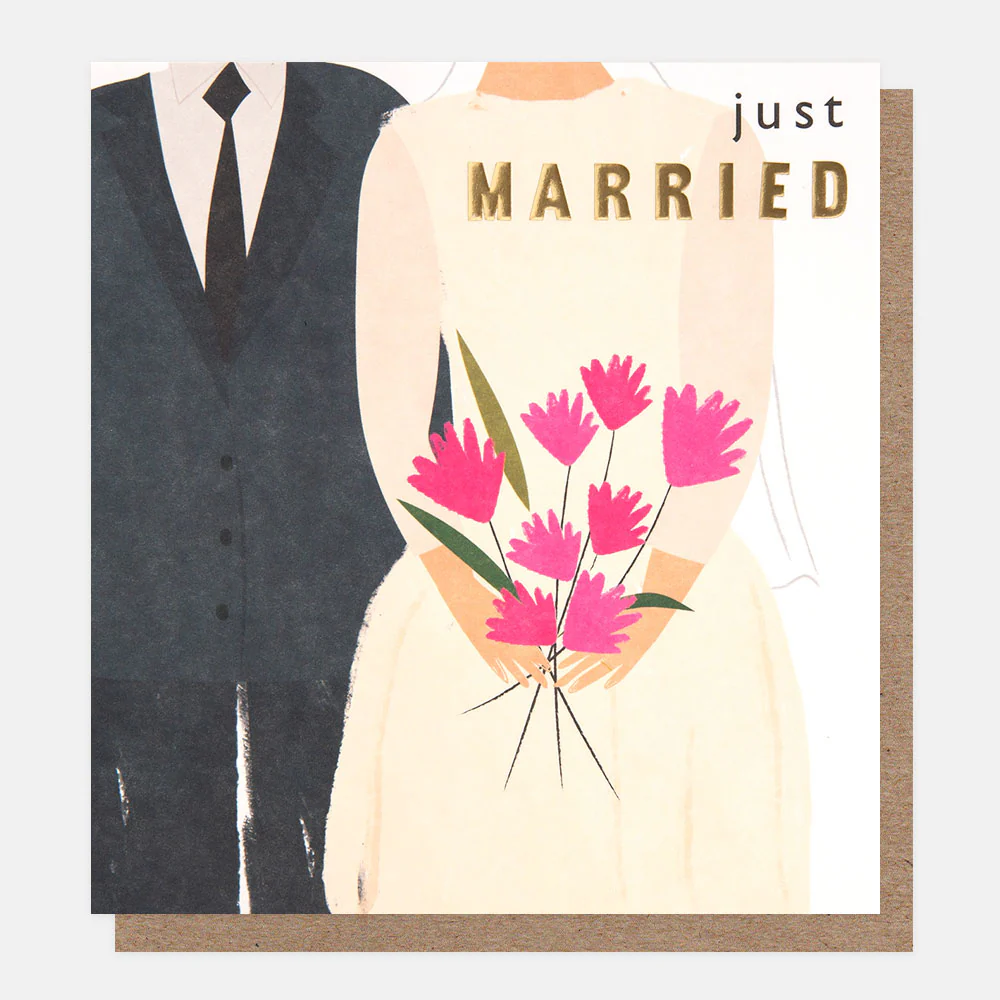 Bride & Groom Just Married Wedding Card