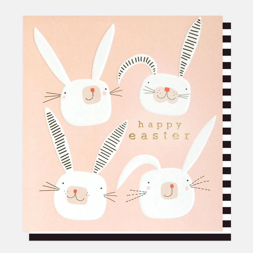 Bunny Faces On Pink Easter Card