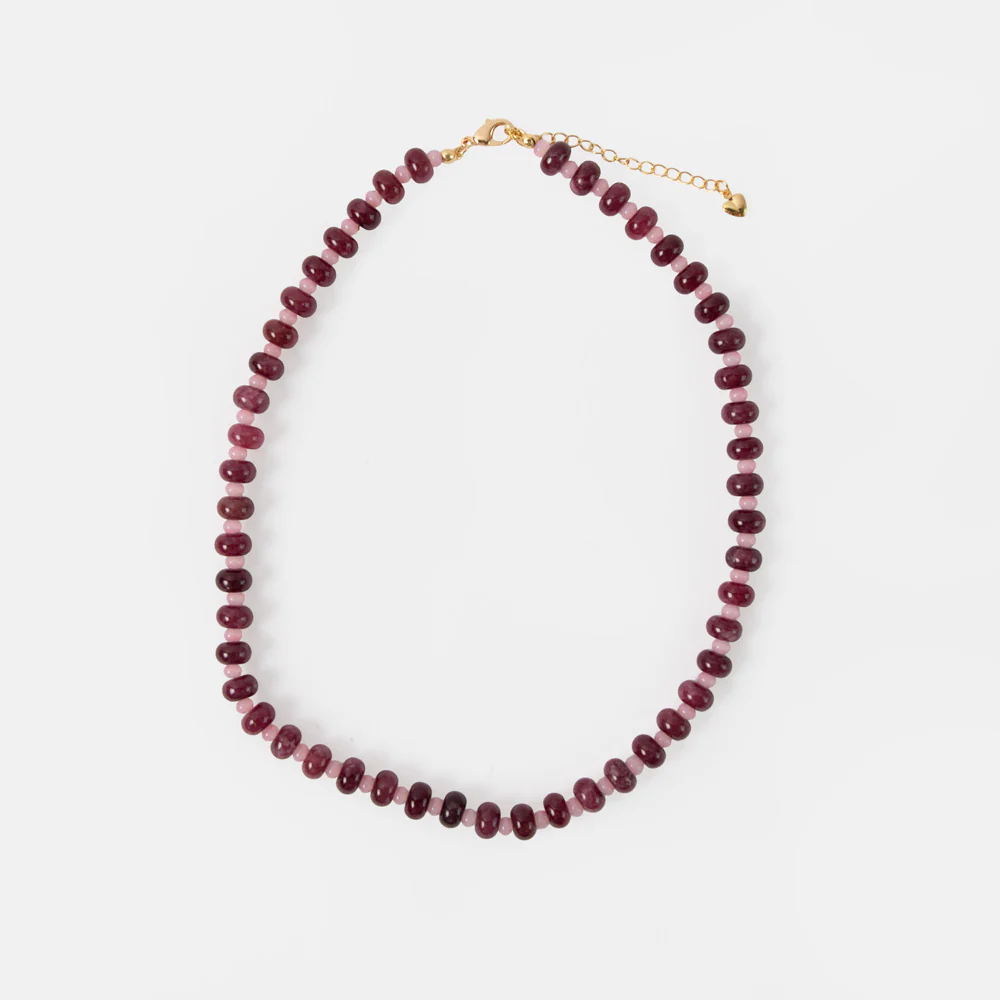 Burgundy & Pink Beaded Necklace