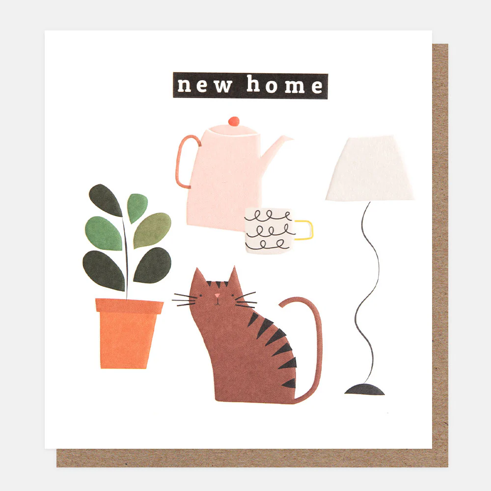 Cat & Plant New Home Card