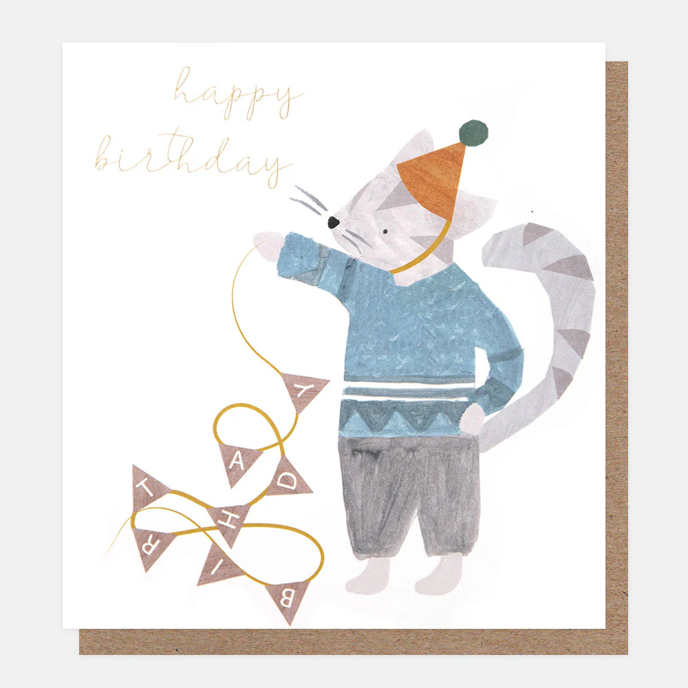 Cat With Bunting Birthday Card