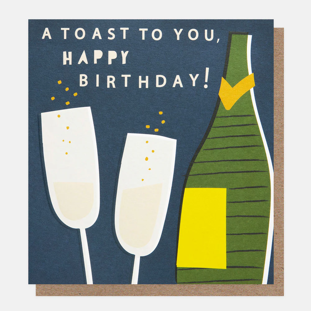Champagne Bottle & Glasses 'A Toast To You' Birthday Card