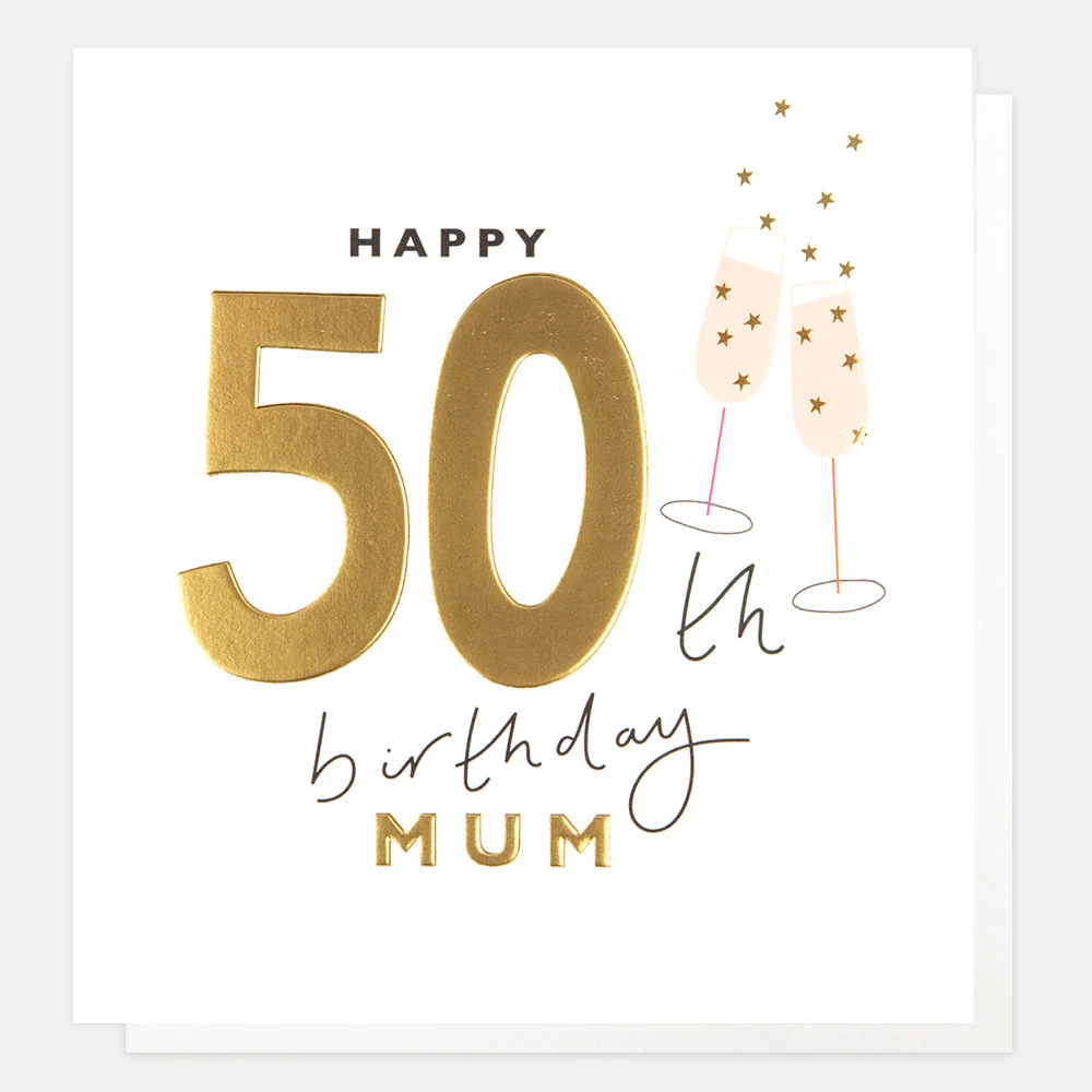 Champagne Flutes 50th Birthday Card For Mum