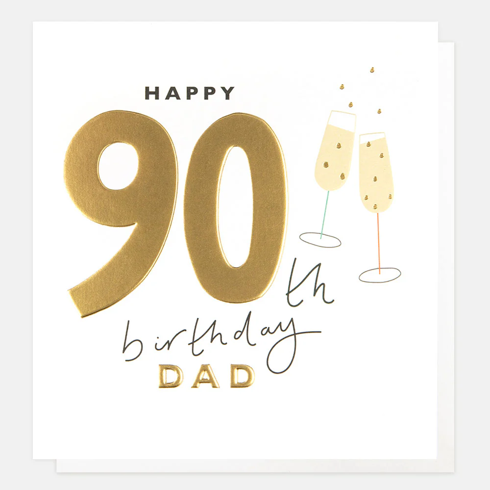 Champagne Flutes 90th Birthday Card For Dad