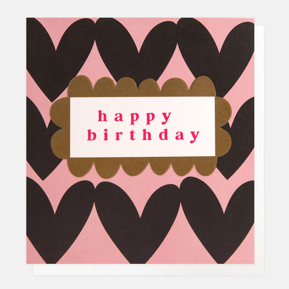 Charcoal Hearts Happy Birthday Card