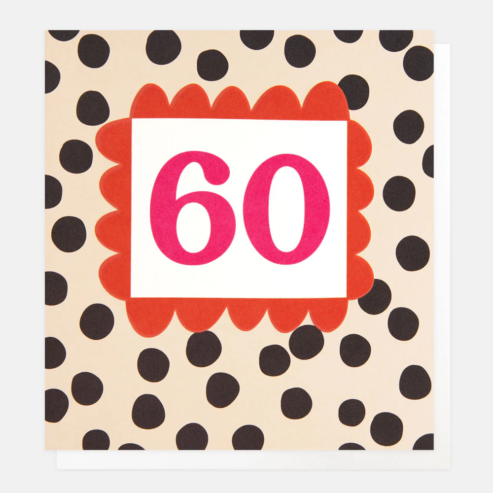 Charcoal Polka Dot 60th Birthday Card