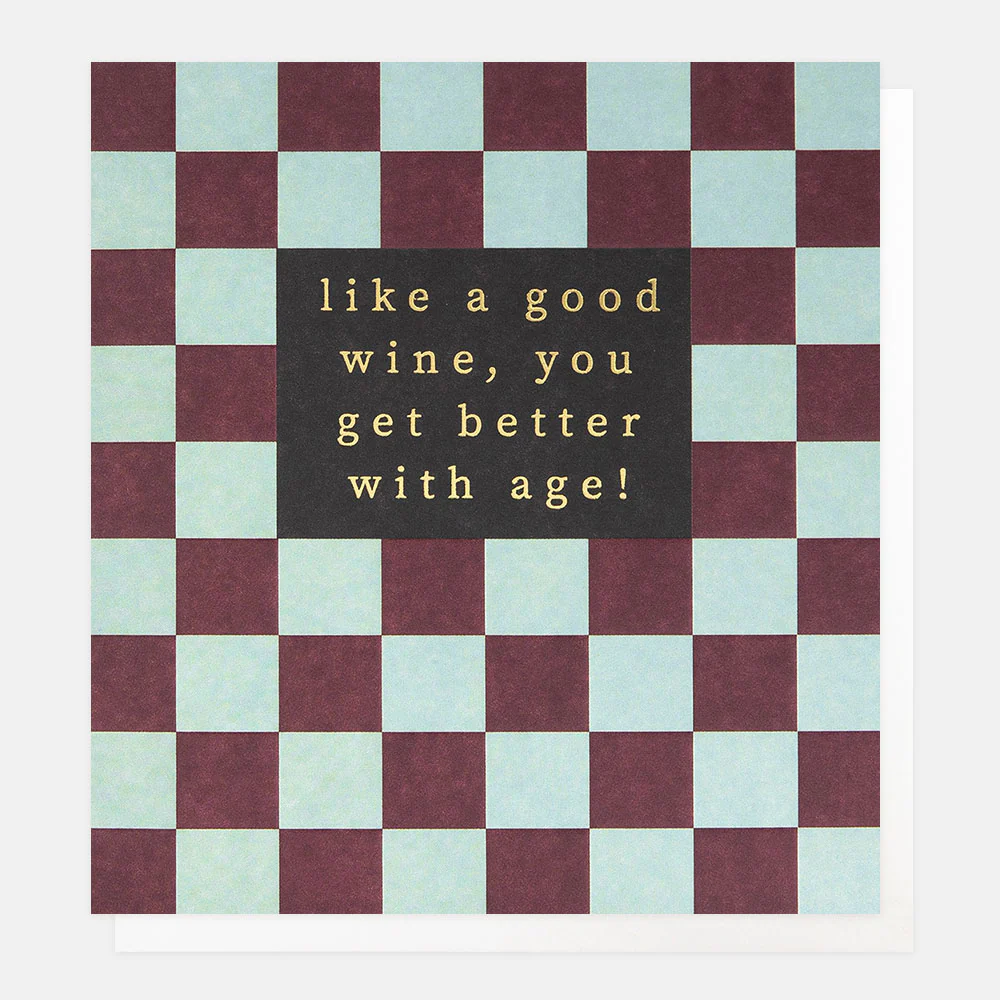 Checkerboard Like A Good Wine Birthday Card