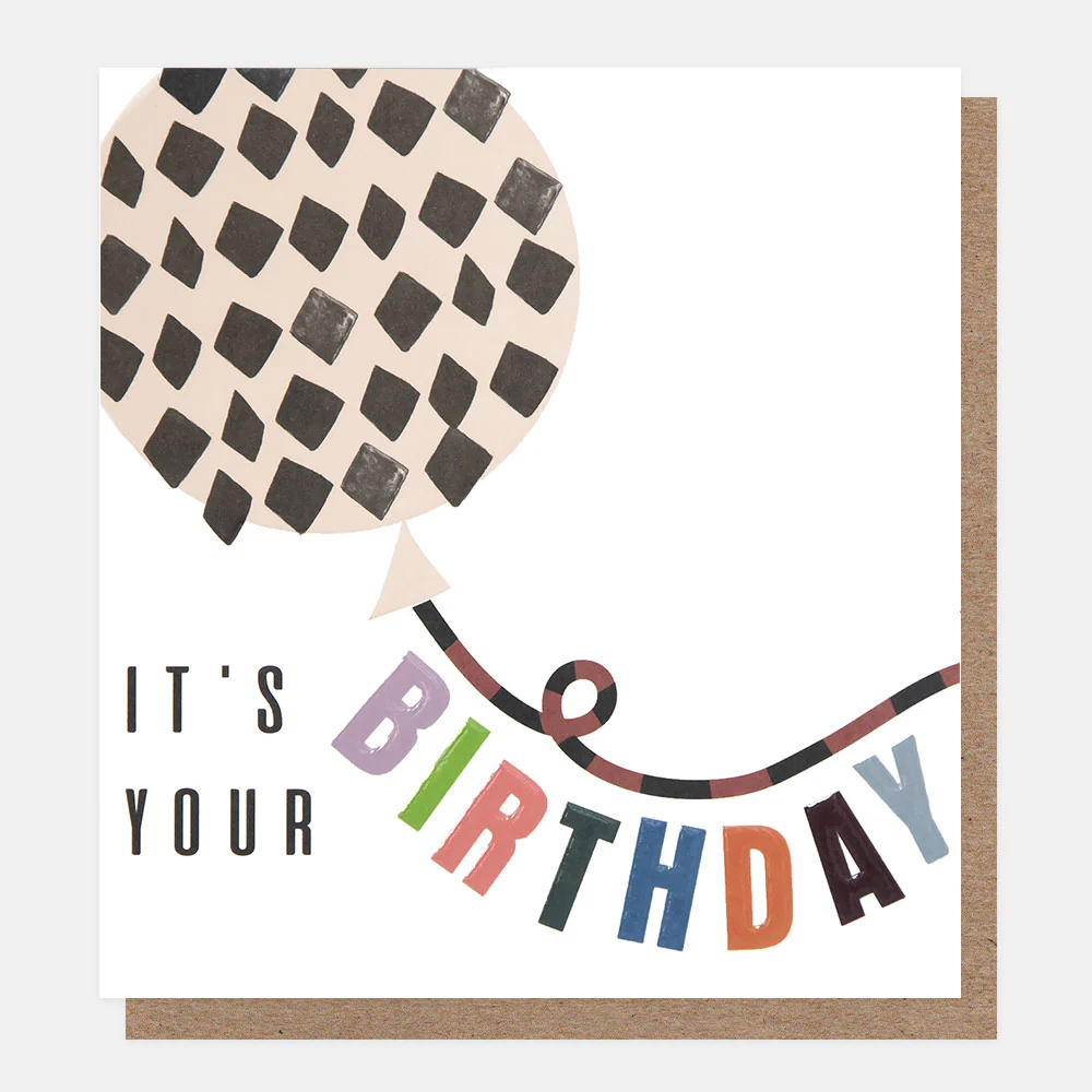Chequered Balloon Birthday Card