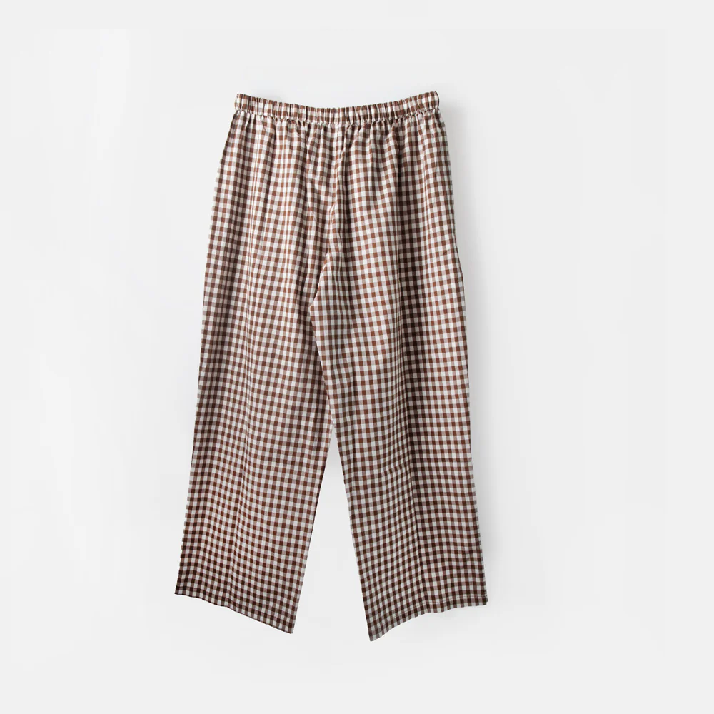 Chocolate Gingham Cotton Lounge Pants - Image 6