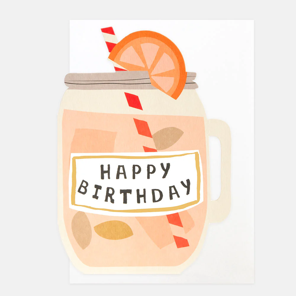 Cocktail In Mason Jar Birthday Card