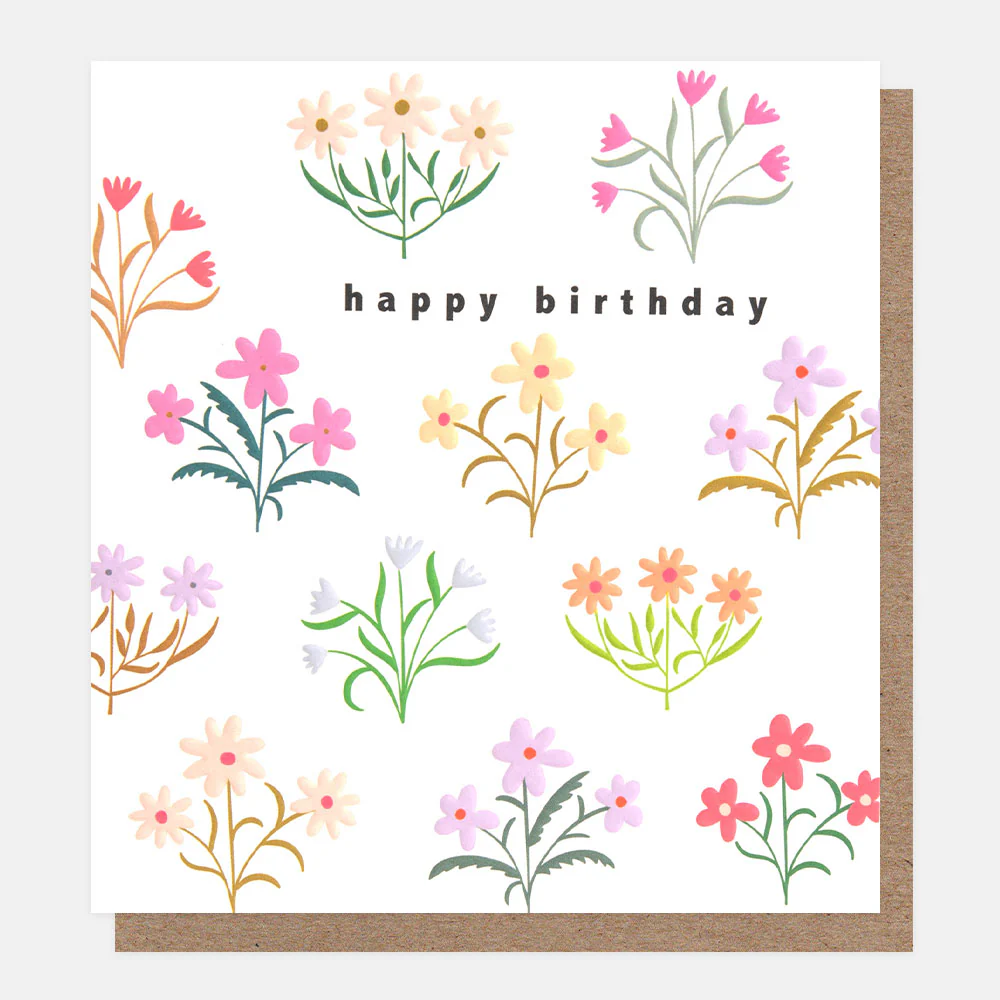 Colourful Florals Happy Birthday Card
