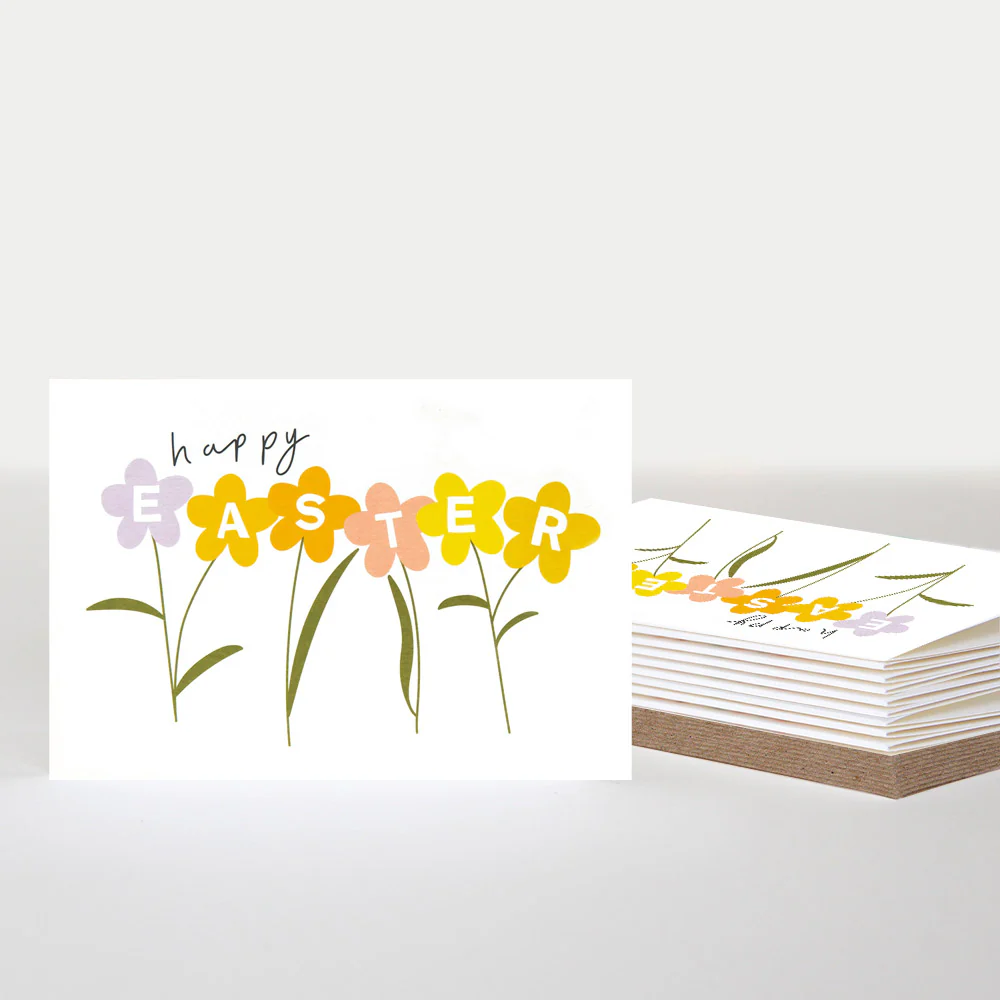 Colourful Flowers Easter Notecard Pack of 10