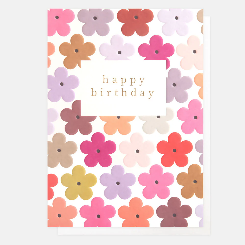 Colourful Flowers Happy Birthday Card