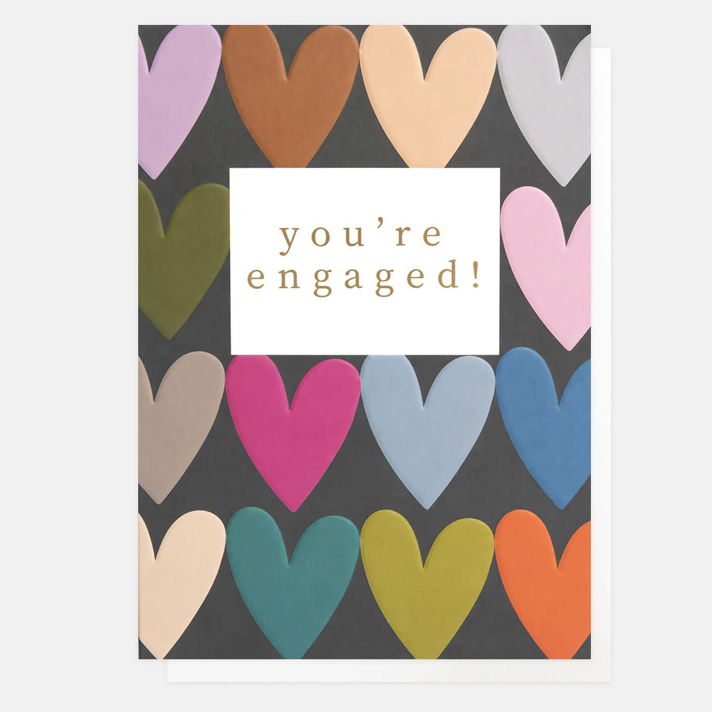 Colourful Hearts Engagement Card