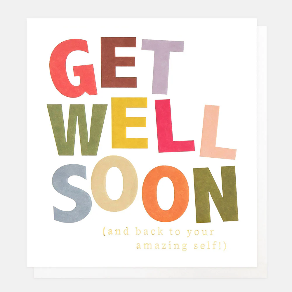 Colourful Text Get Well Soon Card