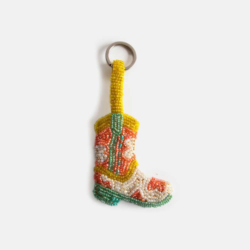 Cowboy Boot Beaded Keyring