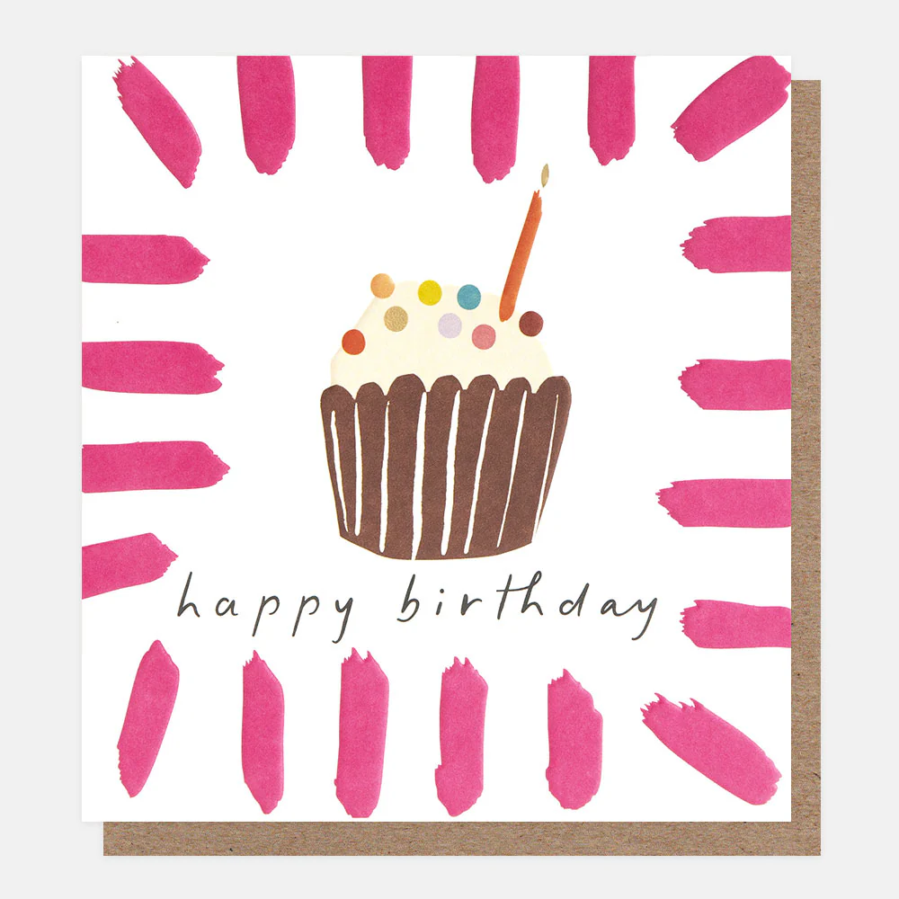 Cupcake & Brushstrokes Birthday Card
