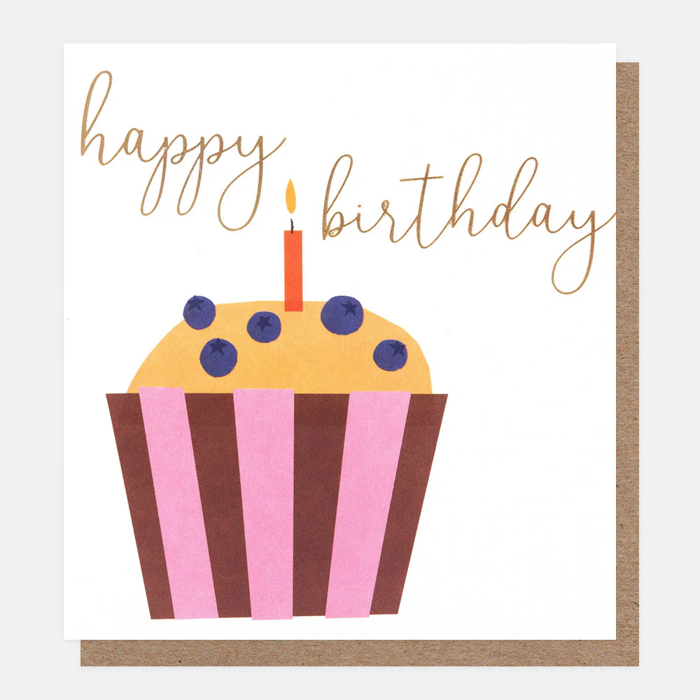 Cupcake With Blueberries Birthday Card