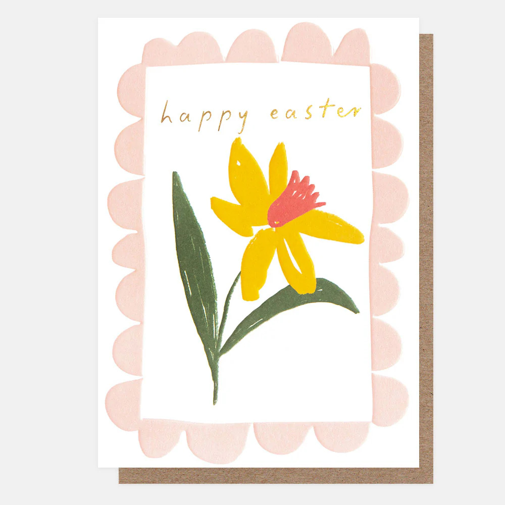 Daffodil In Scalloped Frame Easter Card