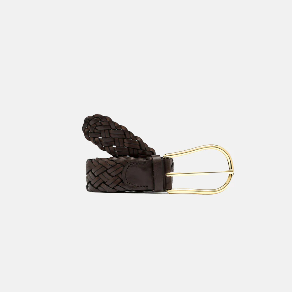 Dark Brown Woven Leather Belt