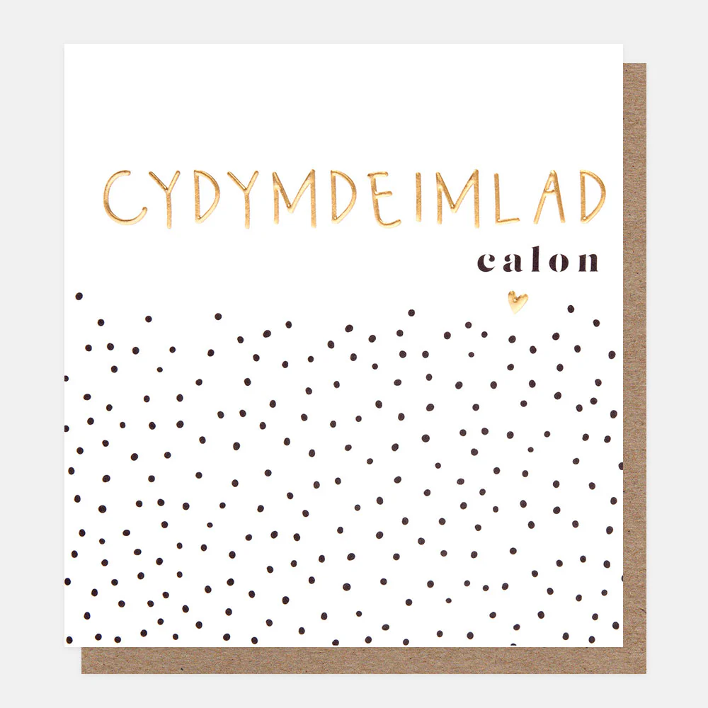 Dots Cydymdeimlad Calon Welsh Language Sympathy Card