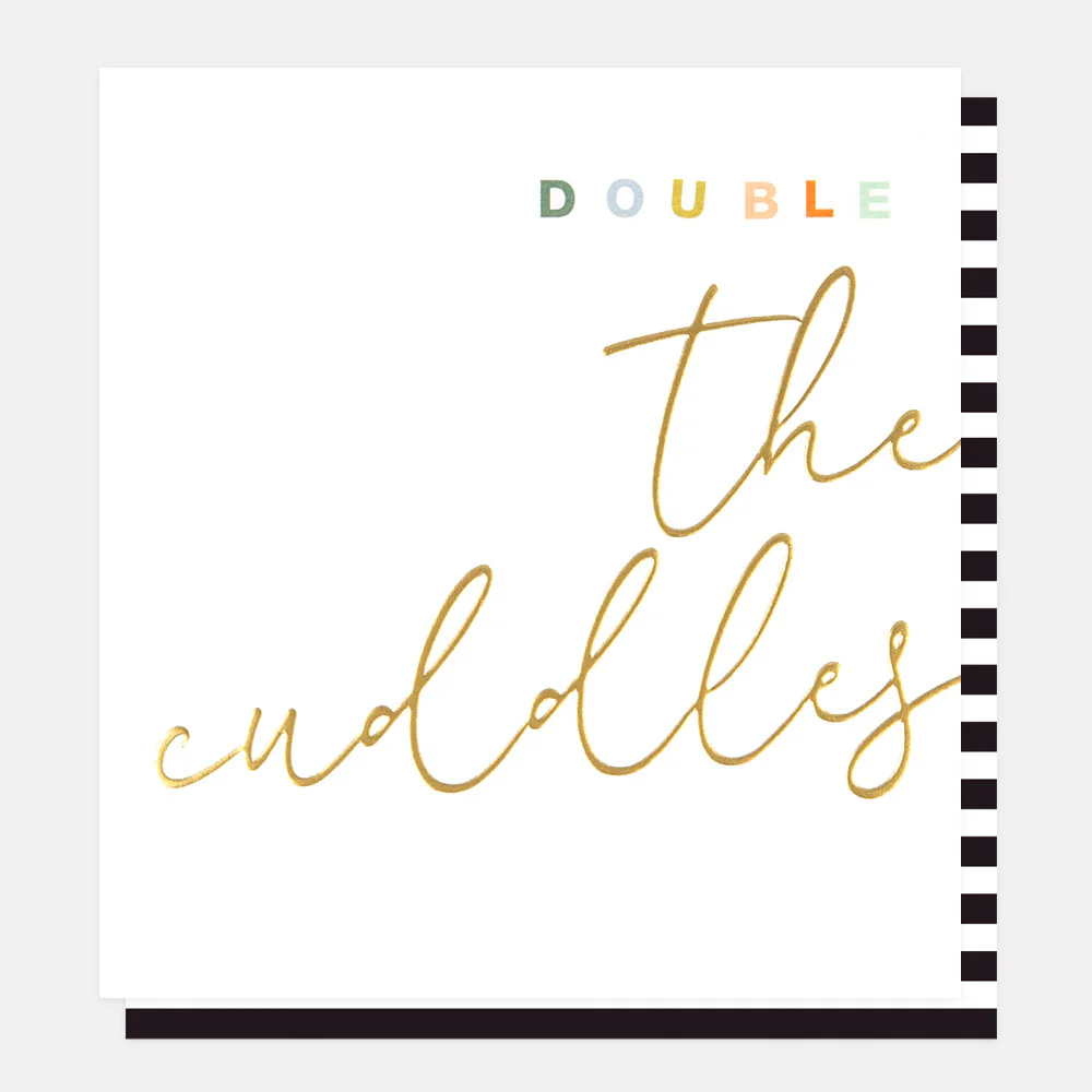 Gold Calligraphy New Baby Twins Card
