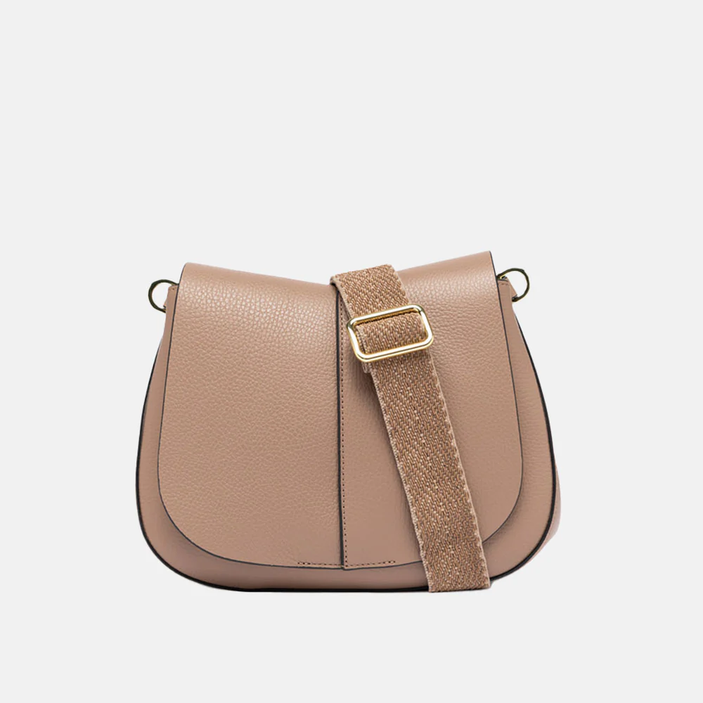 Dove Grey Leather Helena Saddle Bag
