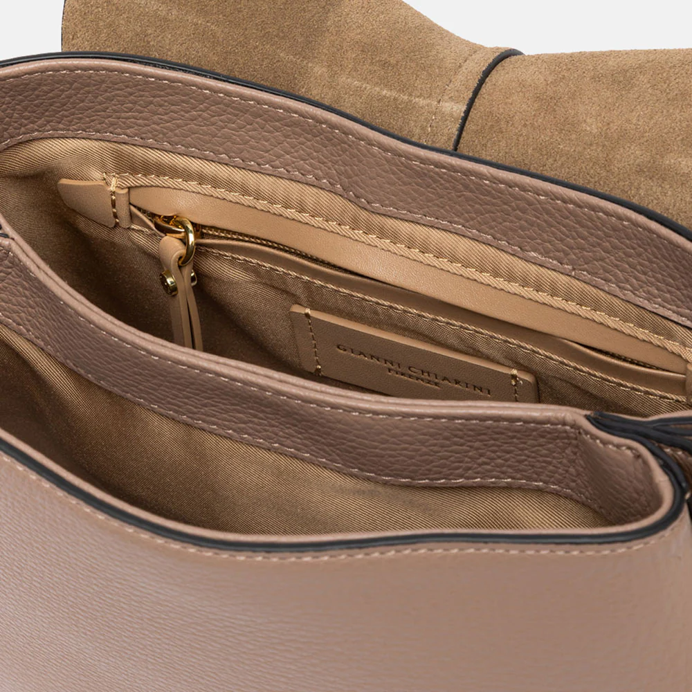 Dove Grey Leather Helena Saddle Bag - Image 2