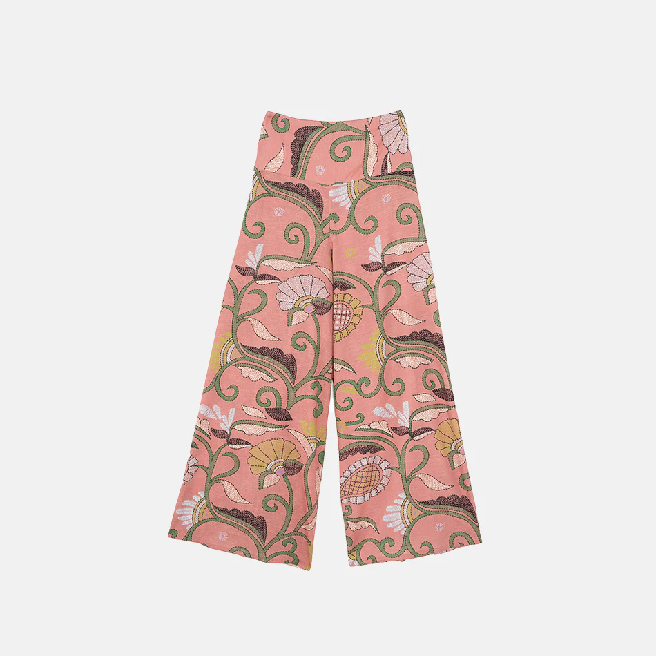 Dusky Pink Giant Kantha Palazzo Pants