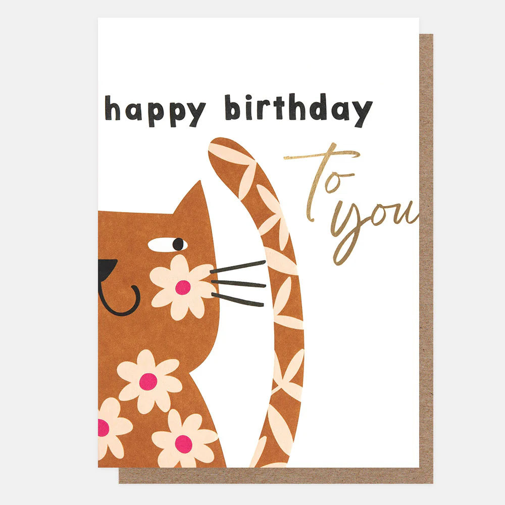 Flower Cat Birthday Card
