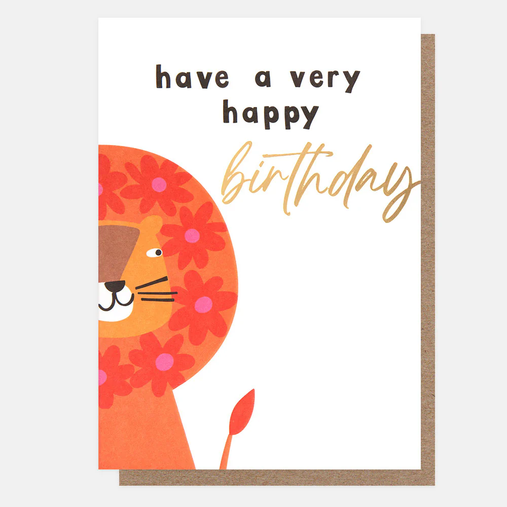 Flower Lion Birthday Card