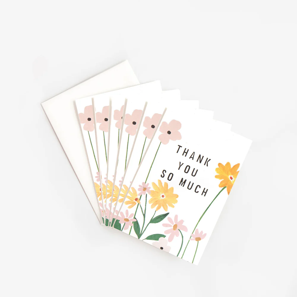 Flower Stems Thank You Cards Pack of 6