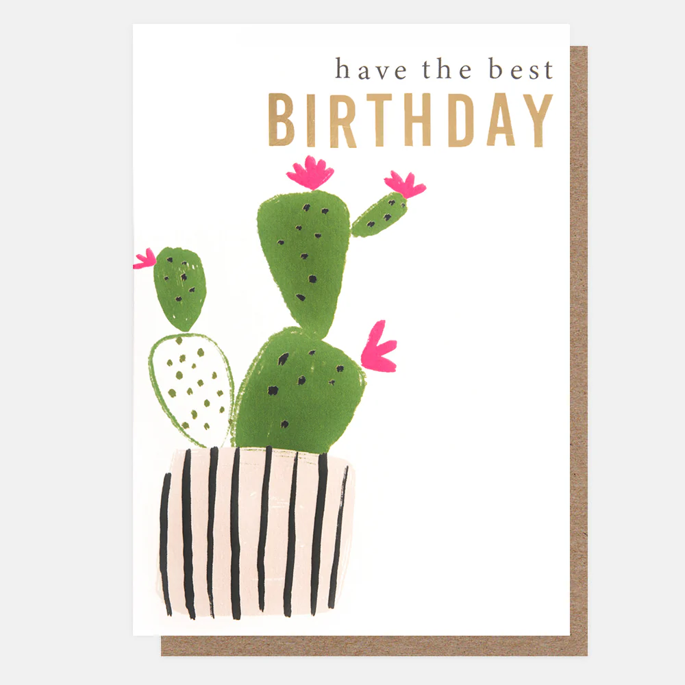 Flowering Cactus Best Birthday Card