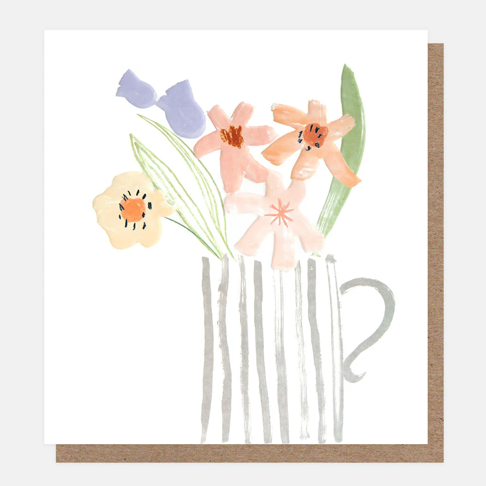 Flowers & Stripy Vase Everyday Card